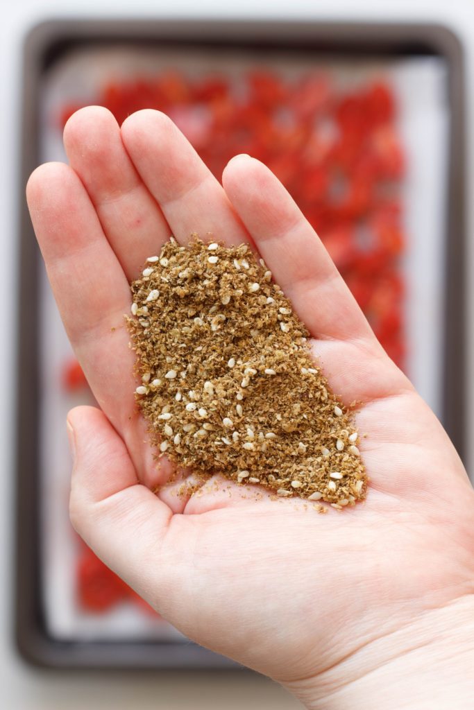 Za'atar in palm of a hand