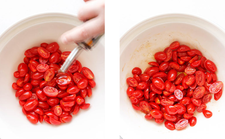 Combine Cherry Tomatoes with Olive Oil